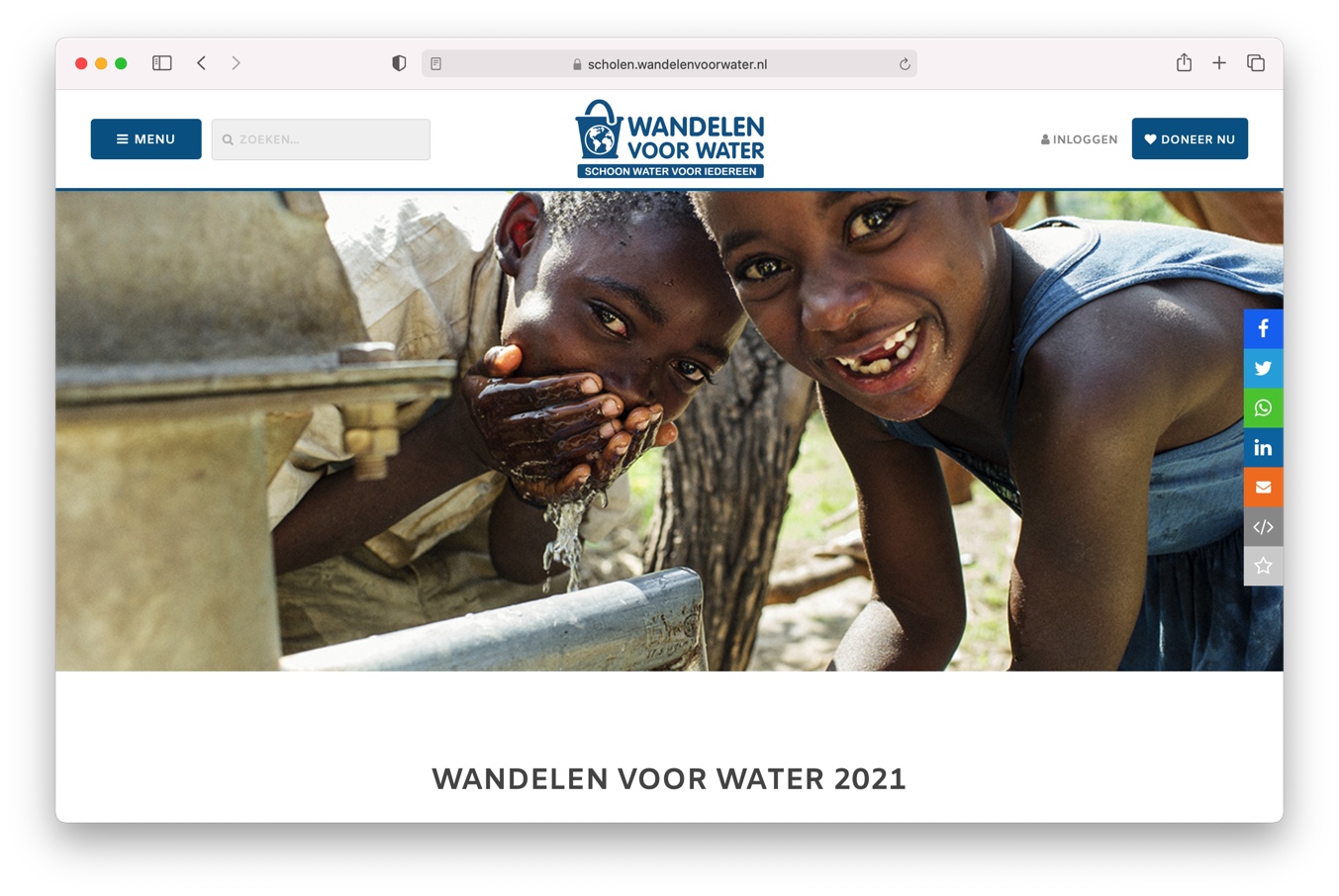 Website Wandelen voor Water Simavi